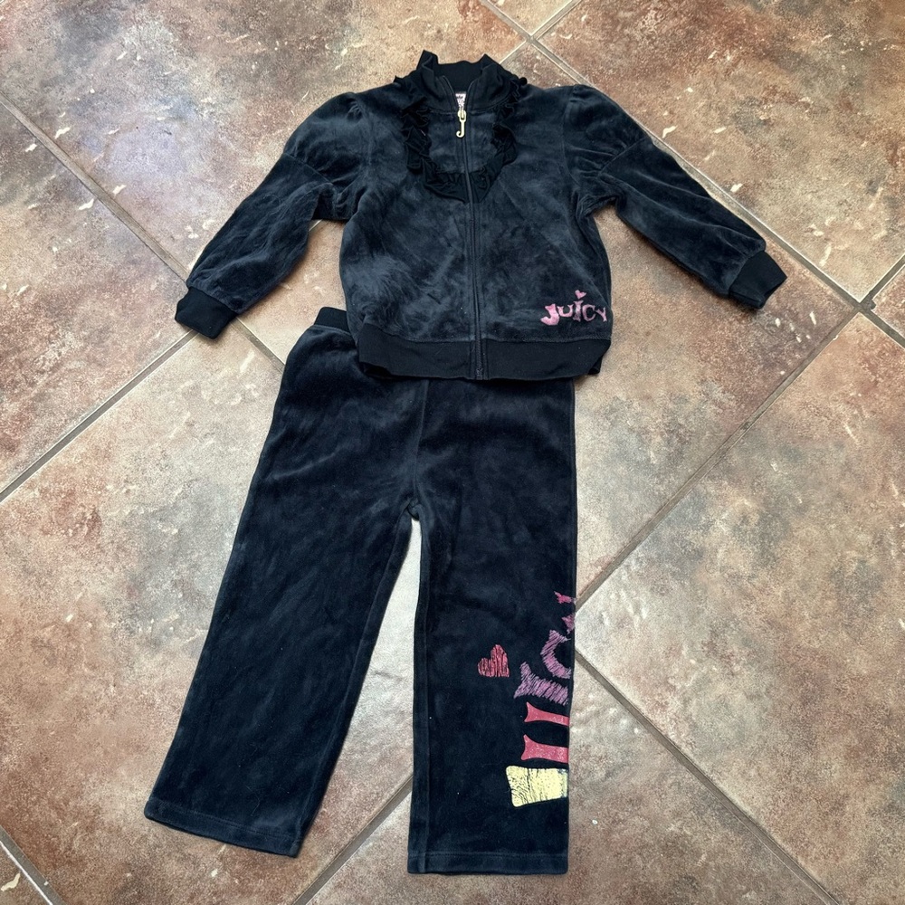 Juicy Couture vintage Y2K Toddler kids velour matching tracksuit set💜